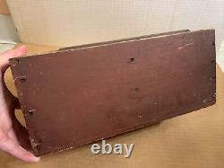18th/ Early 19th Century Divided Spice Box Dry Brown Paint W Unique Slide Lid