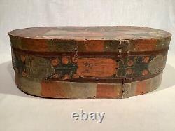 19th Century Continental Bentwood Bride's Box with Bride & Groom Painted on Lid