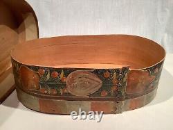 19th Century Continental Bentwood Bride's Box with Bride & Groom Painted on Lid