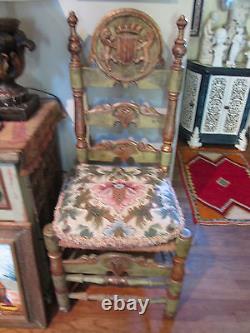 8 Early 19th Century Hand-Carved and Gilded Spanish Colonial Chairs from Spain