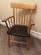 American Antique 19th Century Spindle Back Arm Chair Pine Original Seat Wood