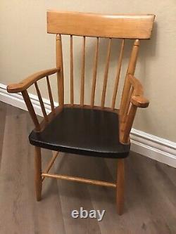 AMERICAN Antique 19th Century Spindle Back Arm Chair Pine Original Seat Wood