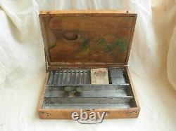ANTIQUE FRENCH CARRY WOODEN PAINTER BOX, EARLY 20th CENTURY
