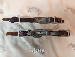 ANTIQUE SKIS vintage wood skies, leather toe & heel straps, early 20th century