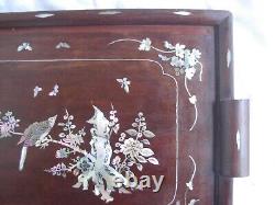ANTIQUE VIETNAMESE WOOD WITH MOTHER OF PEARL INLAID TRAY, EARLY 20th CENTURY