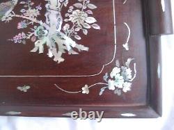 ANTIQUE VIETNAMESE WOOD WITH MOTHER OF PEARL INLAID TRAY, EARLY 20th CENTURY