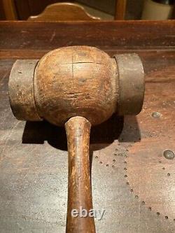 A Very Nice 19th Century Iron Mounted Wood Mallet Early 19th Century