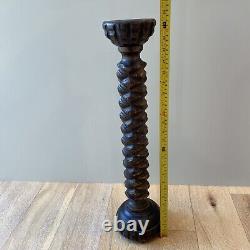 Antique 1820s-1850s Wooden Hand Carved Solid Wood Candlestick Holder 24 Tall
