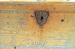 Antique 19th Century Early American Wood Storage Trunk Blanket Chest