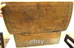Antique 19th Century Early American Wood Storage Trunk Blanket Chest