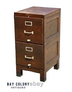 Antique Arts & Crafts Oak Wood Stacking File Cabinet