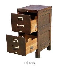 Antique Arts & Crafts Oak Wood Stacking File Cabinet
