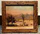 Antique Californian Oil Painting Mojave Desert Sunset Saguaro Cactus Frame