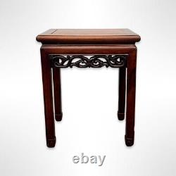 Antique Chinese Asian Classical Carved Hardwood Side Table, Early 20th Century