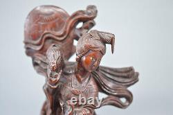 Antique, Chinese, carved wood, figurine, 10 inches tall