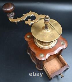 Antique Coffee Mill, grinder In Cherry Wood, Early 19th Century