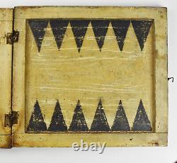 Antique Early 19th Century Black Forest Backgammon Folding Game Box Wood & Bone