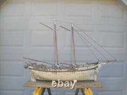Antique Folk Art Early 20th Century Gaff Rig Ship Model Pond Boat