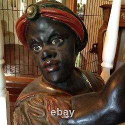 Antique Hand-Carved and Hand-Painted Early 20th Century Blackamoor Torchiere