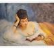 Antique Oil On Panel Painting Woman Reading Lying Wood Art Sense Rare Old 19th