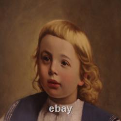 Antique Oil Painting Portrait of Edwardian Boy Signed E. W. Strack