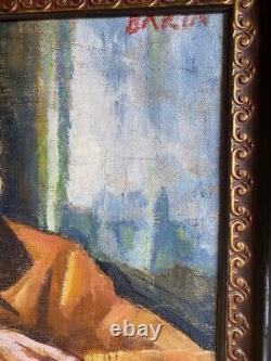 Antique Painting Oil On Canvas László Barta Portrait Frame Fez Orient Rare 20th