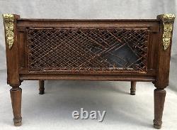 Antique french Louis XVI style planter early 1900's wood bronze