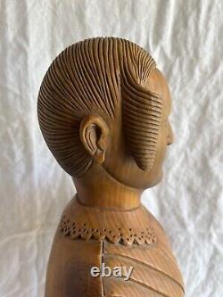 Asa Ames carved wood bust sculpture Americana primitive art ca 1900