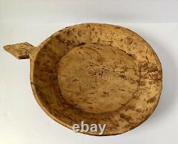 Beautiful Handmade Early Antique 18th Century Primitive Wood Turtle Dough Bowl