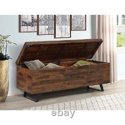 Broadmore 46-inch Acacia Wood Storage Bench Brown Transitional, Mid-Century Mode