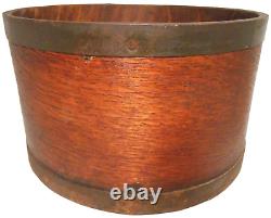 EARLY-MID 19TH AMERICAN ANTIQUE SGND BENTWOOD OAK DRY MEASURE WithNAILED TIN BANDS