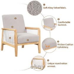 EAT 3.10Mid-Century Armchair Rattan Mesh Upholstered Accent Chair Teddy Short