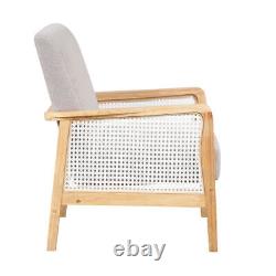 EAT 3.10Mid-Century Armchair Rattan Mesh Upholstered Accent Chair Teddy Short