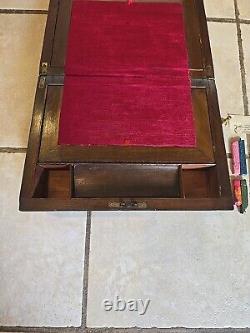 Early 19 Century English Inlaid Walnut Tumbridgeware Writing Box With Accessories