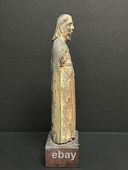 Early 19th Century Carved Wood Polychrome Saint