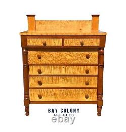 Early 19th Century Federal Birds Eye Maple Chest Of Drawers With Cherry & Poplar