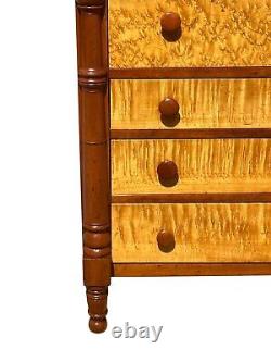 Early 19th Century Federal Birds Eye Maple Chest Of Drawers With Cherry & Poplar