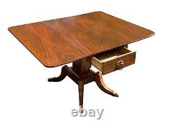 Early 19th Century Federal Mahogany Dropleaf Table With Brass Floral Ring Pulls