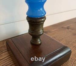 Early 19th Century French Blue Opaline Glass Newel Post/Finial on Wood Stand