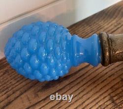 Early 19th Century French Blue Opaline Glass Newel Post/Finial on Wood Stand