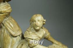 Early 19th Century Wood Carved Polychrome FigurePastoral Grouping Children