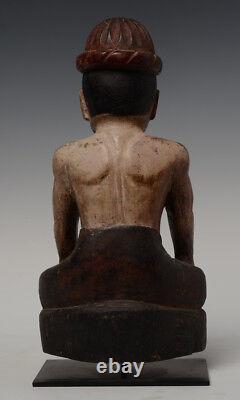 Early 20th Century, Antique Burmese Wooden Man Figurine