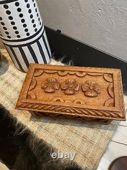Early 20th Century Antique hand carved box with sliding top