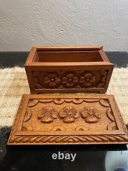 Early 20th Century Antique hand carved box with sliding top