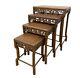 Early 20th Century Chinese Carved Teak Wood Nesting Tables Set Of 4
