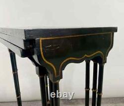 Early 20th Century Chinoiserie Black Lacquered Japanned Nesting Tables, Set of 3