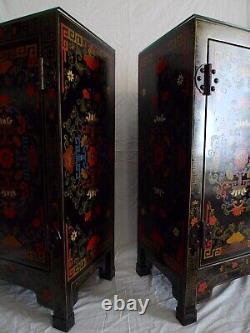 Early 20th Century Chinoiserie Hand Painted Cabinets a Pair