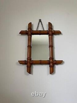 Early 20th Century French Faux Bamboo Turned Wood Wall Mirror