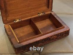 Early 20th Century Hand Carved Indian Cigar Box 20cm x 12.5cm x 5cm