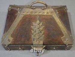 Early 20th Century Indian Wooden Brass Mounted Kerala Nettur Putti Box